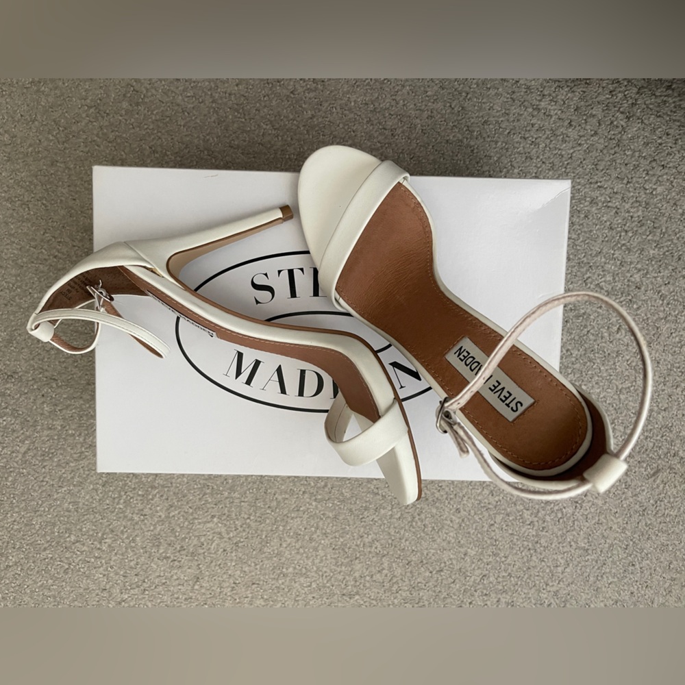 Steve Madden White Open-Toe Stiletto Sandals